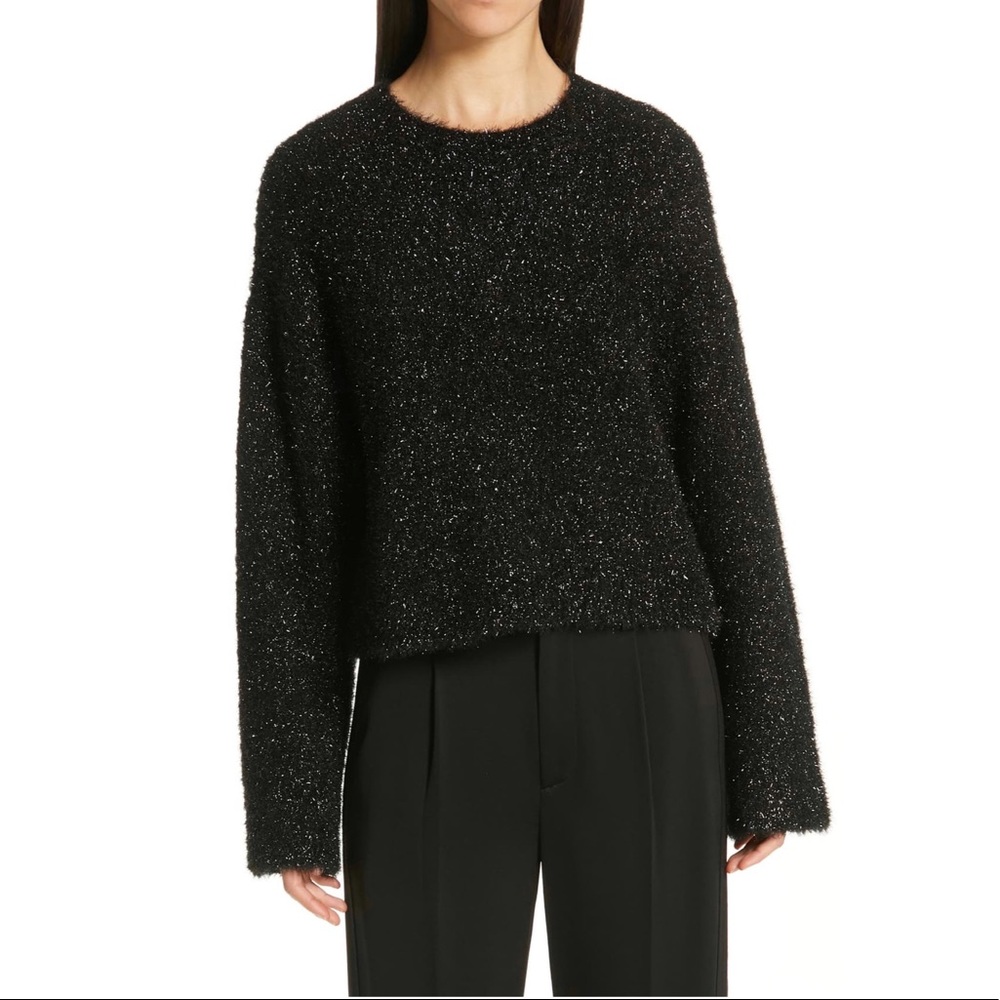 Vince Boxy Metallic Black Knit Sweater size S